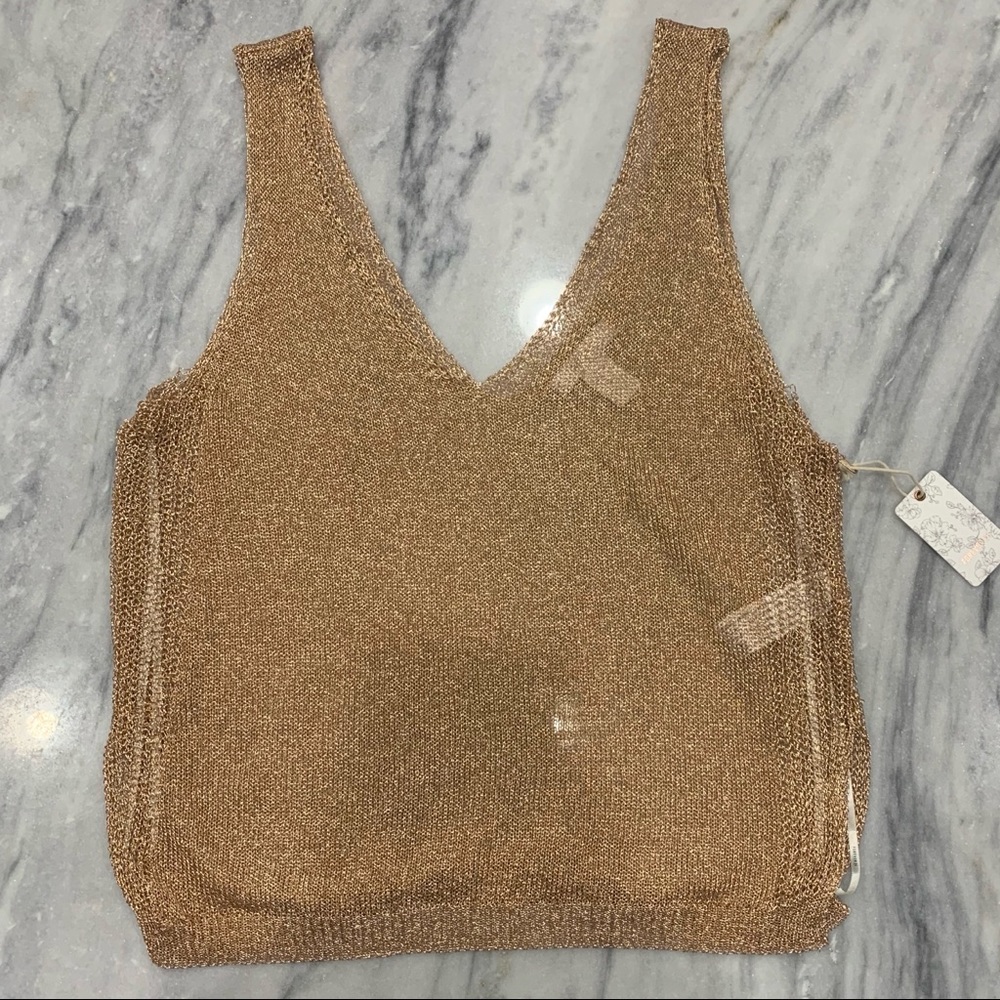 FOREVER 21 ROSE GOLD METALLIC MESH TANK TOP